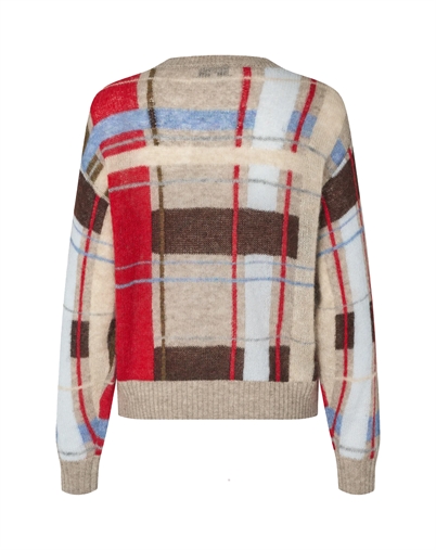 Stine Goya - Long Sleeve Crewneck Strik - Scarlet Grid 